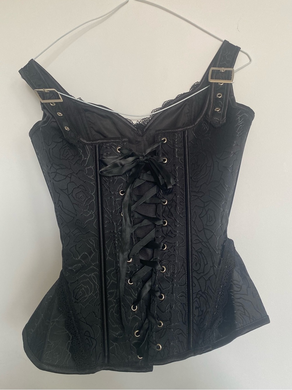 Black Lace-Up Corset Top